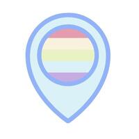 A map pin with a rainbow flag on it vector