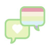 Two speech bubbles with hearts and a rainbow flag vector