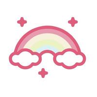 A rainbow and clouds in a flat design vector