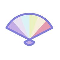A fan with a rainbow colored background vector