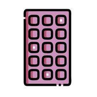 A pink calculator with a square shape on it vector