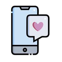 A phone with a heart and speech bubble vector