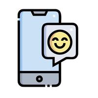 A phone with a smiley face on it vector