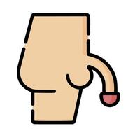 A cartoon penis with a red button on it vector