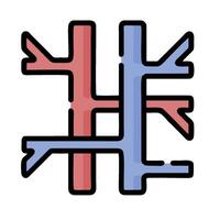 A red and blue symbol with a tree vector