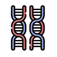 Two dna strands are shown in a flat style vector