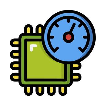 un computadora procesador con un reloj y un velocímetro vector