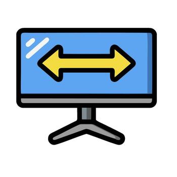 A computer monitor with an arrow pointing to the right vector