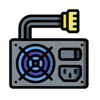 A computer with a fan and power cord vector