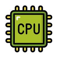 A computer processor icon with the word cpu vector