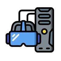 A computer with a headset and a headset vector