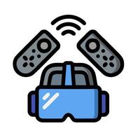 A pair of virtual reality goggles and a pair of controllers vector
