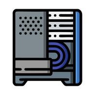 A computer with a blue and gray background vector