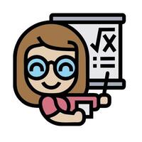 A cartoon woman with glasses and a pointer vector