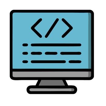 un computadora monitor con código en eso vector