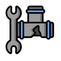 A wrench and a pipe with a wrench on it vector