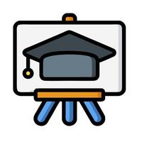A graduation cap on a easel with a white board vector