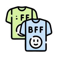 two shirts with the words bff on them vector