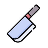 a knife with a red handle on a white background vector