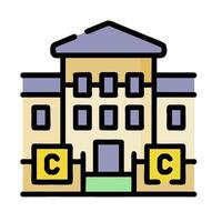 a building with a yellow sign that says c vector