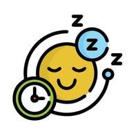 A smiley face with a clock and a sleeping person vector