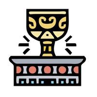 A golden cup with a crown on top of it vector