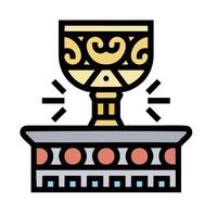 A golden cup with a crown on top of it vector