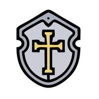A shield with a cross on it vector