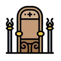 The throne is surrounded by candles and a cross vector