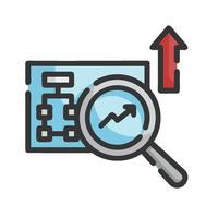 Magnifying glass and arrow icon with a magnifying glass vector