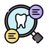 magnifying tooth icon with two different colored circles vector
