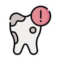 a tooth with a red exclamation mark on it vector