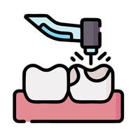 A toothbrush is being used to clean the teeth vector
