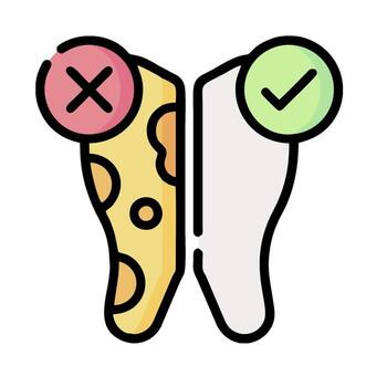 A tooth with two different colors on it vector