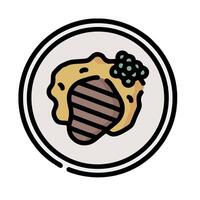 A plate with a piece of meat on it vector
