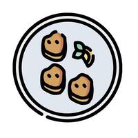 A plate with three pieces of food on it vector