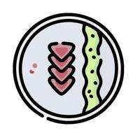 A round icon with a piece of meat in it vector