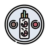 A sushi roll with chopsticks and a knife vector