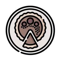 A brown and white logo with a pie in the middle vector