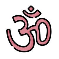 Om symbol in pink on white background vector