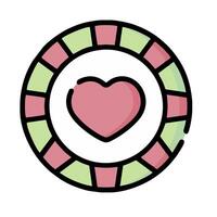A heart in a circle with a green and pink background vector
