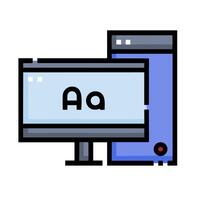A computer monitor with the word aa on it vector
