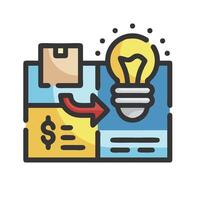 A light bulb is on top of a box with a dollar sign vector