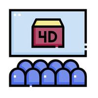 A movie theater with a 4d screen and a box vector