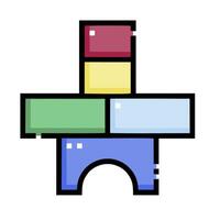 A colorful tower with a blue and yellow top vector