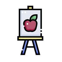 An apple on a easel with a white background vector