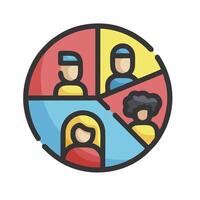 People in circle icon with people in different colors vector