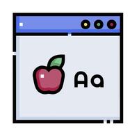 A computer screen with an apple and the letter a vector