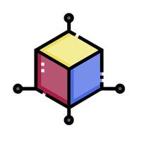 A cube with four different colors on it vector