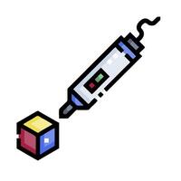 A pen and cube with a line drawn around it vector